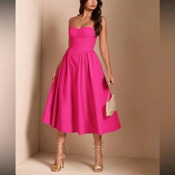 Elegant White Midi Dress - Picture 9 of 16